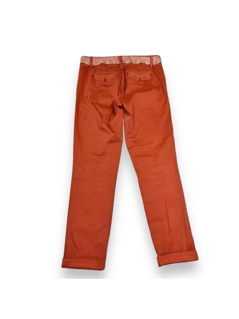 Pilcro and the Letterpress Women’s Hyphen Fit Lace Detail Chinos Coral Size 26 - Picture 6 of 7